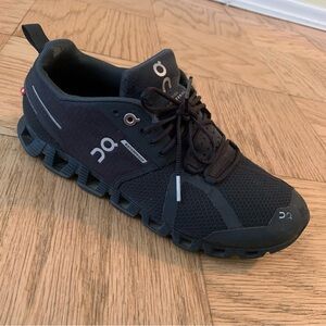 On Running Black Waterproof Athletic Shoes with Cloud Cushioning